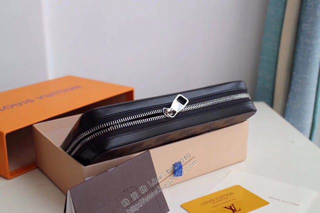 lv錢包 ZIPPY大號錢夾 N41503 棋盤格 lv男士手提錢包  lvqb1101
